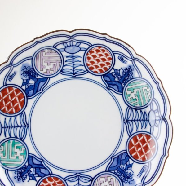 画像5: 色絵丸紋山水 6寸皿 (5)