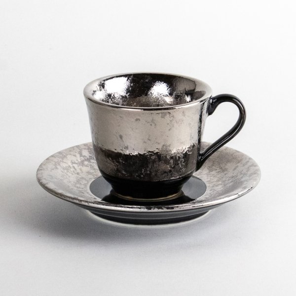 画像2: 富貴（銀）　デミタス碗皿 (2)