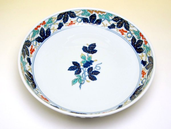 画像2: 染錦ぶどう 9寸鉦鉢 (2)