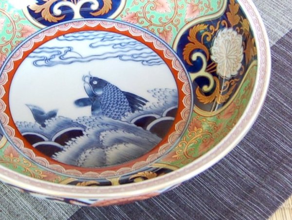 画像3: 染錦荒磯紋(緑) 深鉢 (3)