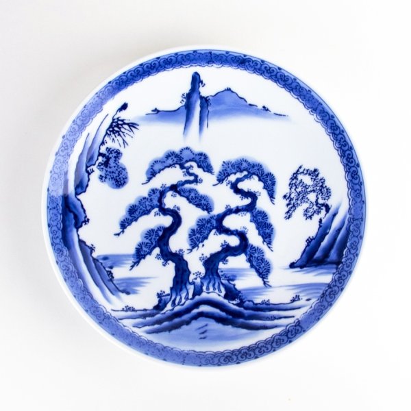 山水　８寸平皿
