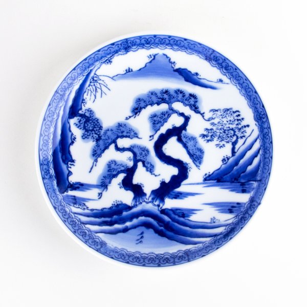 山水　６寸平皿