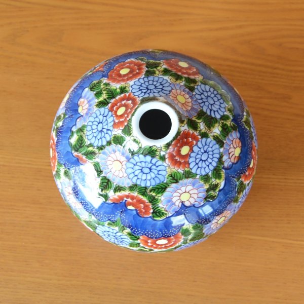 画像3: 染錦菊華紋 小花瓶 藤井錦彩 作 (3)