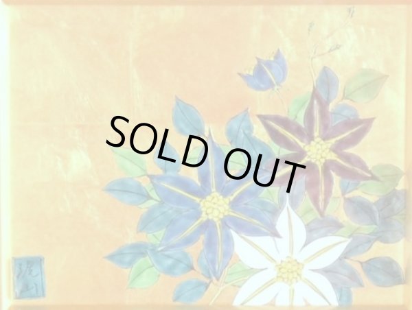 画像2: 金襴手（金箔）鉄仙花（小）陶額 (2)