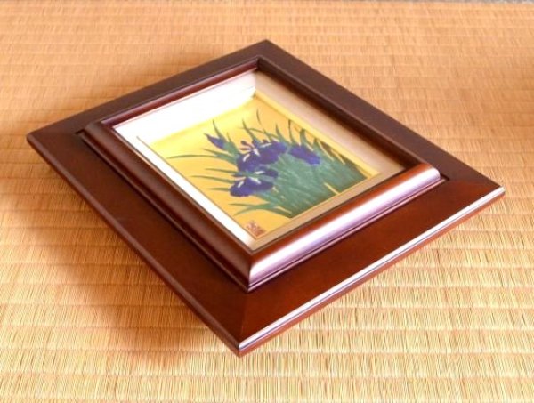 画像3: 金襴手(金箔)菖蒲 (小)陶額 (3)