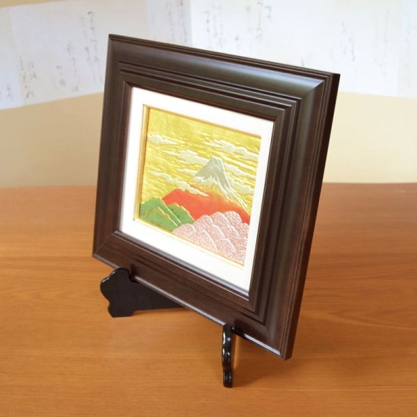 画像2: 金箔 富士山 陶額(小) 壁飾り 琥山窯 小野達郎 作 (2)