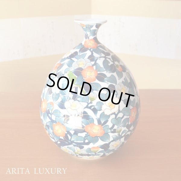 画像2: 染錦椿と鴬(うぐいす)紋様 大壷 藤井勝雲 作 (2)