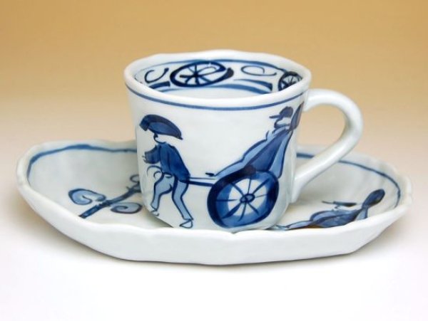 画像2: 人力車 コーヒー碗皿 (2)