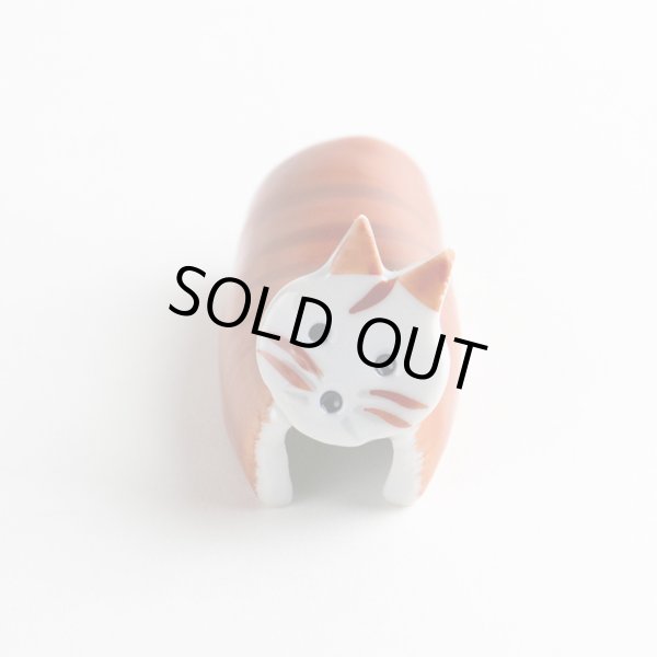 画像2: 手捻りネコ（赤）箸置き (2)