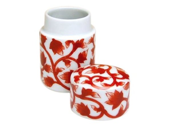 画像2: 赤唐草 蓋付楊枝入 (2)