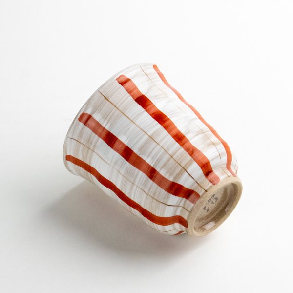 画像3: 粉引二色十草(赤)湯呑 (3)