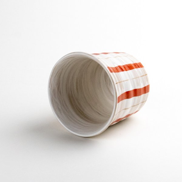 画像4: 粉引二色十草(赤)湯呑 (4)