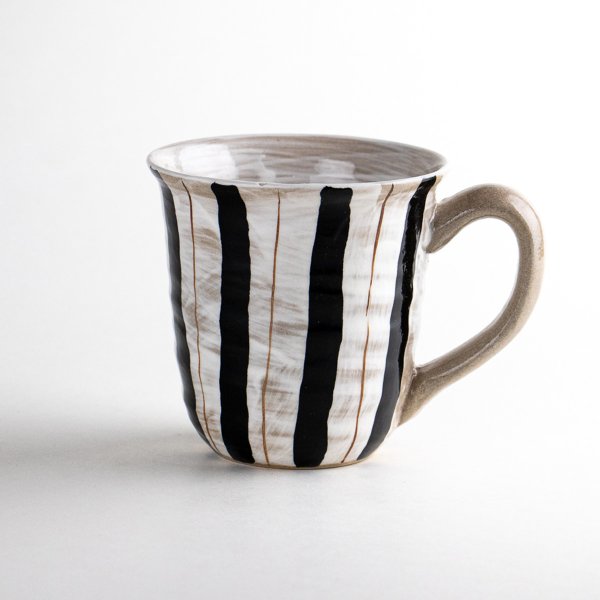 【有田焼】粉引二色十草(青)マグカップ