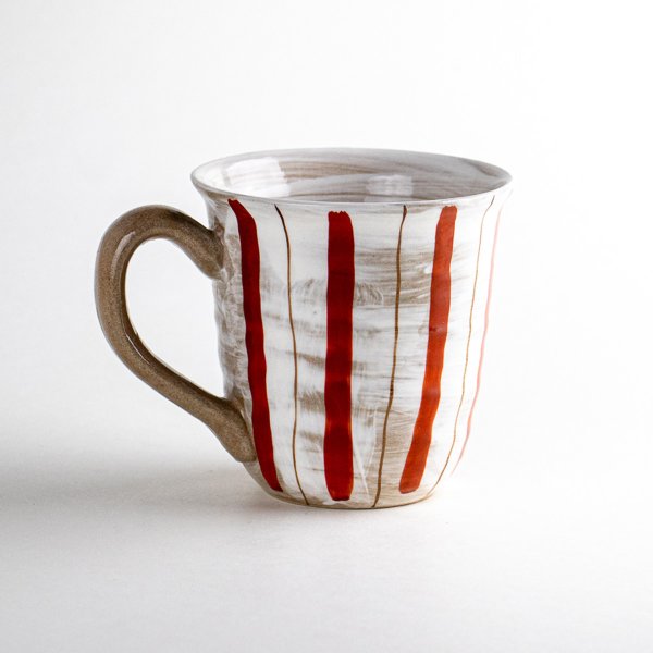 画像2: 粉引二色十草(赤)マグカップ (2)