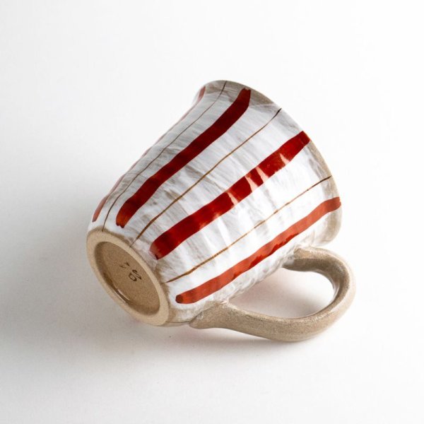 画像5: 粉引二色十草(赤)マグカップ (5)