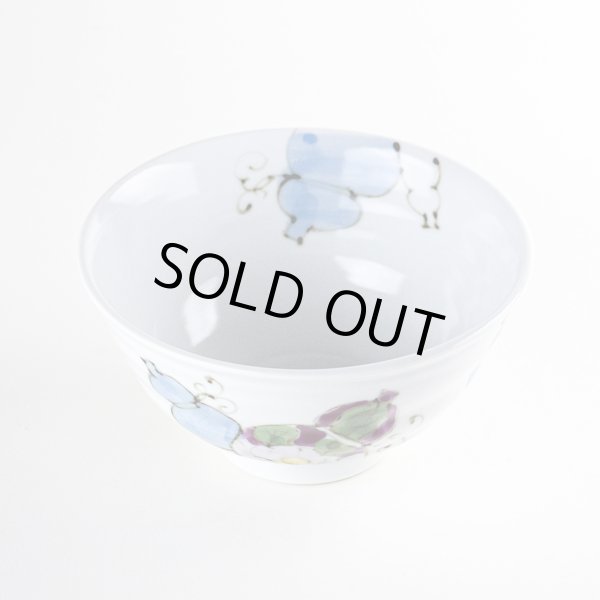 画像2: 【名入れ・名前入り】花六瓢(青)茶碗 (2)