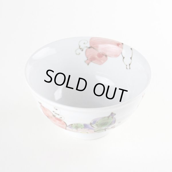 画像2: 【名入れ・名前入り】花六瓢(赤)茶碗 (2)