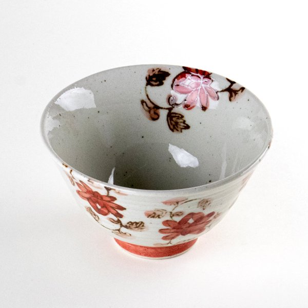 画像2: 【名入れ・名前入り】彩花唐草 (赤)茶碗 (2)