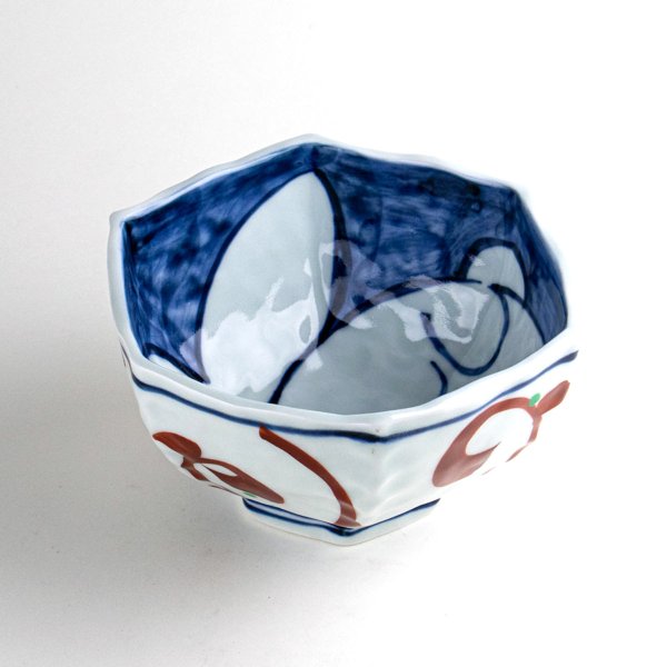 画像2: 赤絵うさぎ(赤) 六角丼 (2)