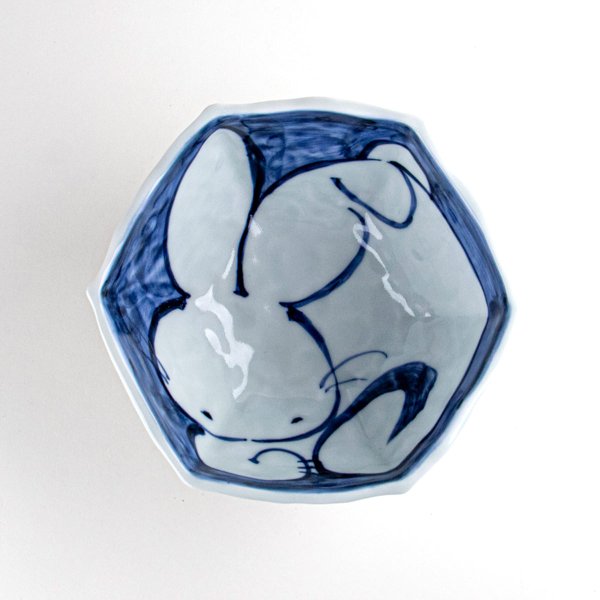 画像3: 赤絵うさぎ(赤) 六角丼 (3)