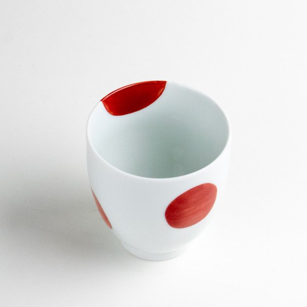 画像2: 二彩丸紋(赤)湯呑 (2)