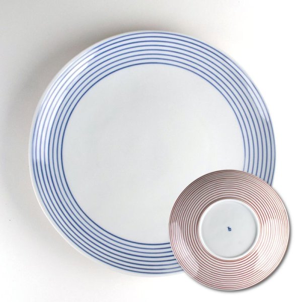 画像3: 二彩千筋 8寸皿(1枚) (3)