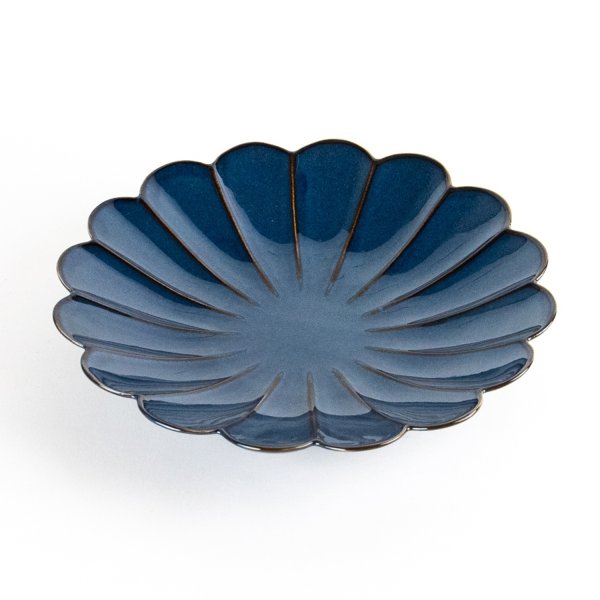 群青　菊皿（大）