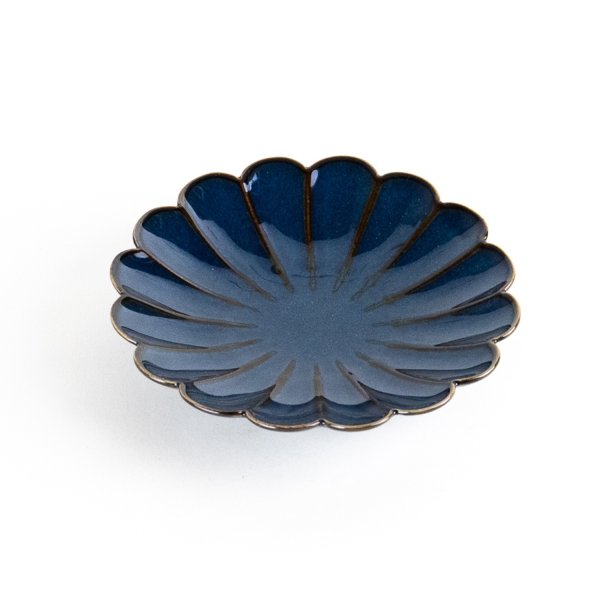 群青　菊皿（小）
