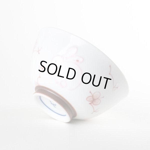 画像4: 一珍花うさぎ(赤)茶碗 (4)