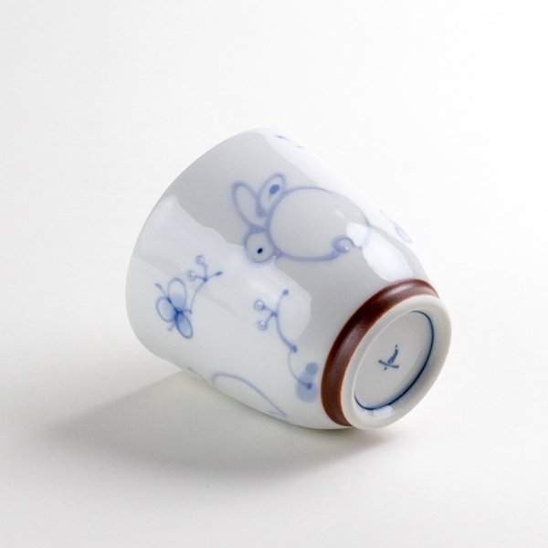 画像3: 【名入れ・名前入り】一珍花うさぎ（青）湯呑 (3)