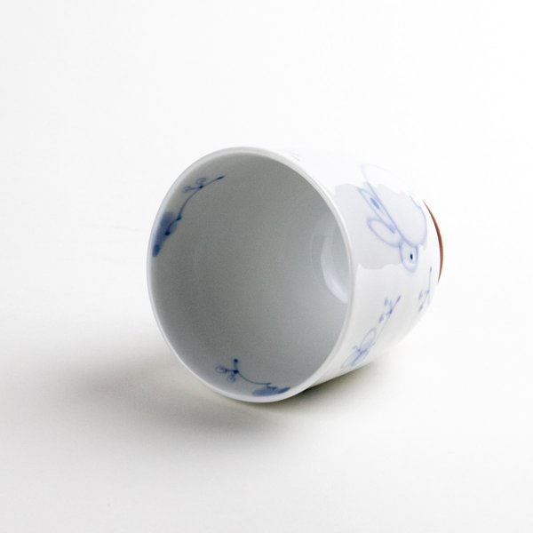 画像4: 【名入れ・名前入り】一珍花うさぎ（青）湯呑 (4)