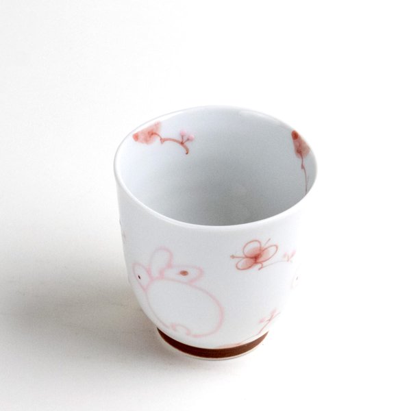 画像2: 一珍花うさぎ(赤)湯呑 (2)