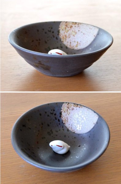 画像4: 月見うさぎ 半酒器セット（木箱入） (4)