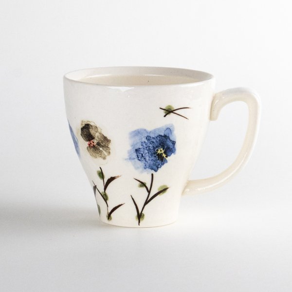 ちぢれ花（青）　マグカップ