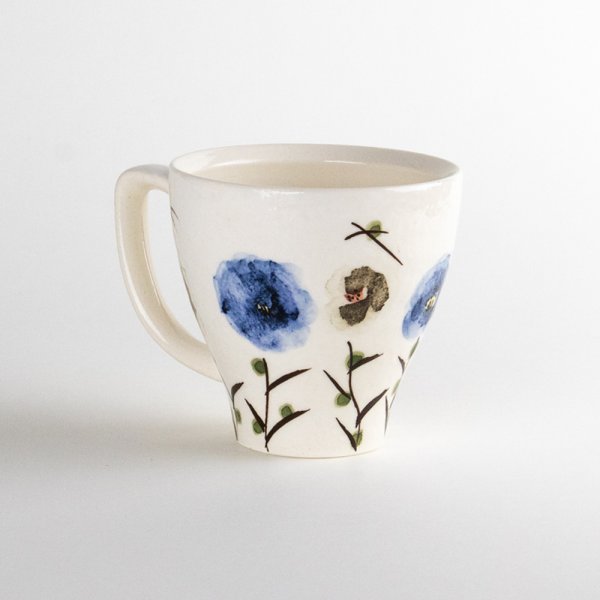 画像2: ちぢれ花（青）　マグカップ (2)