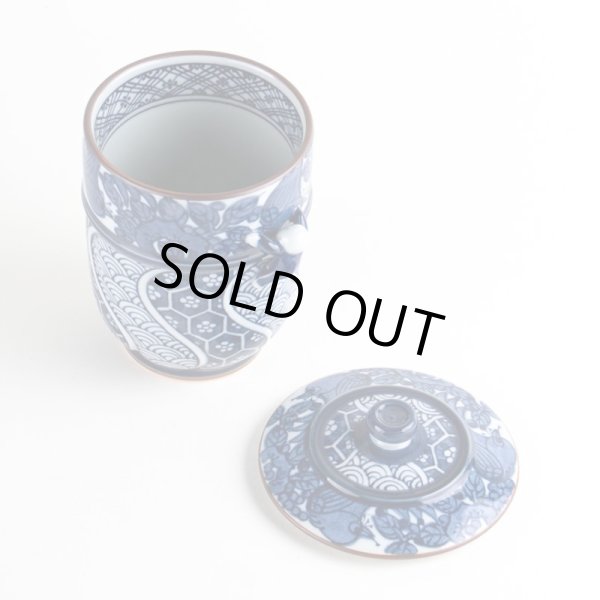 画像2: 花鳥一閑人（青）蓋付湯呑 (2)