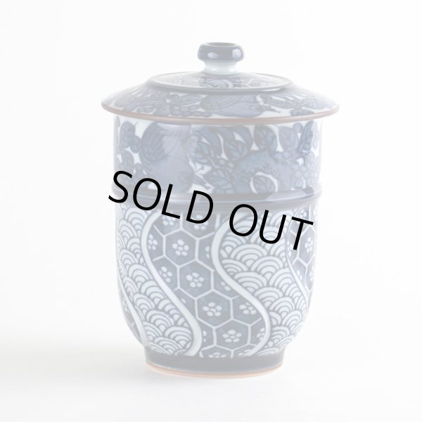 画像4: 花鳥一閑人（青）蓋付湯呑 (4)