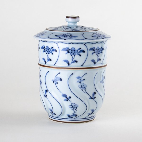 画像1: 割草花 蓋付き特大湯呑 (1)