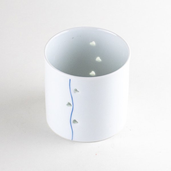 画像2: 水晶彫ハートライン(青) ロックグラス (2)