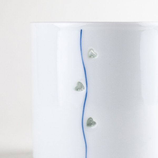 画像3: 水晶彫ハートライン(青) ロックグラス (3)