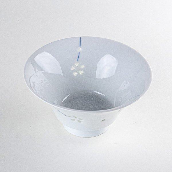 画像2: 水晶彫花あそび(青)茶碗 (2)