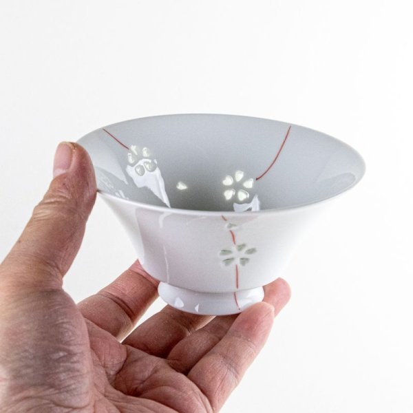 画像5: 水晶彫花あそび(赤)茶碗 (5)