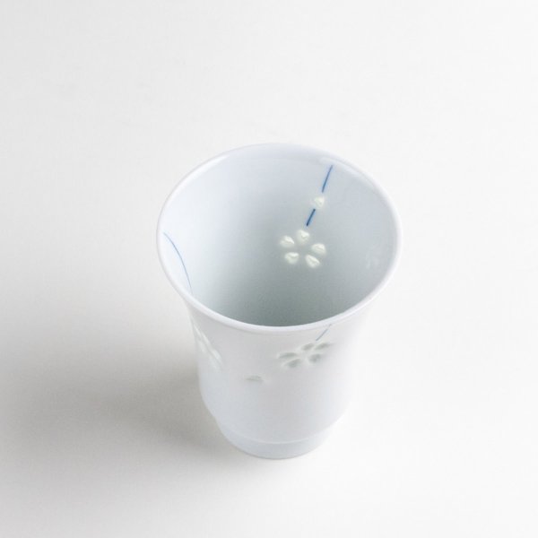 画像3: 【名入れ・名前入り】水晶彫花あそび(青)湯呑 (3)