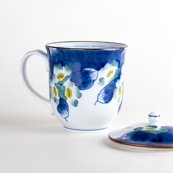 画像3: 花集い(青)蓋付マグカップ (3)