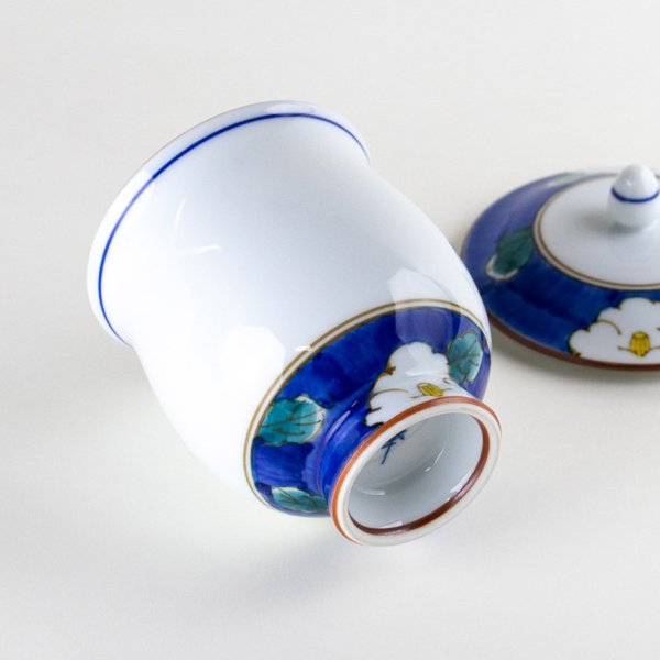 画像5: 沙羅（青）蓋付湯呑 (5)