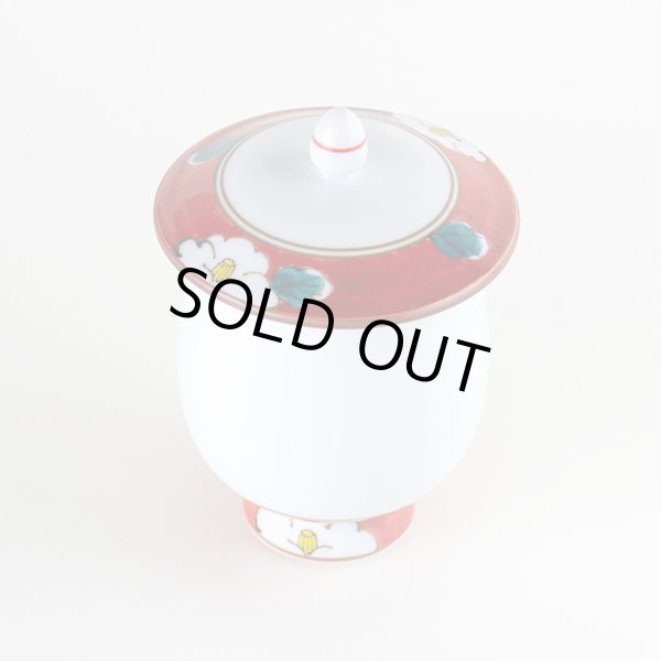 画像2: 沙羅(赤)蓋付湯呑 (2)