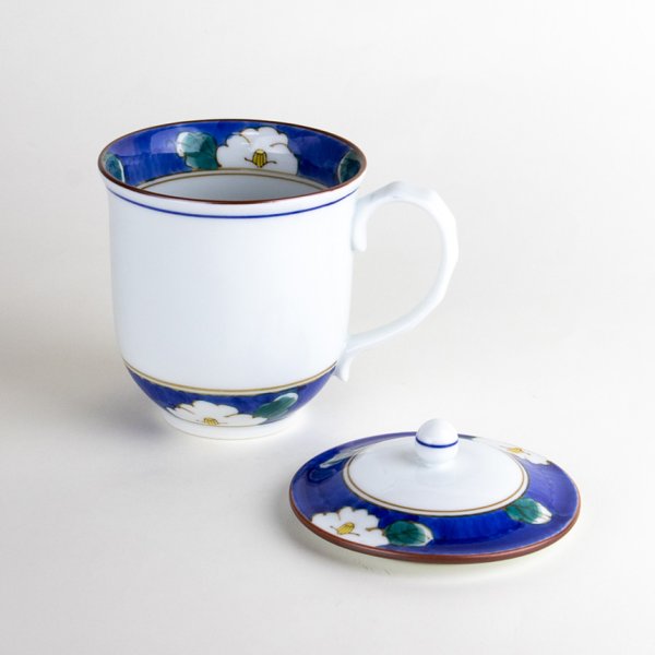 画像2: 紗羅(青) 蓋付マグカップ (2)