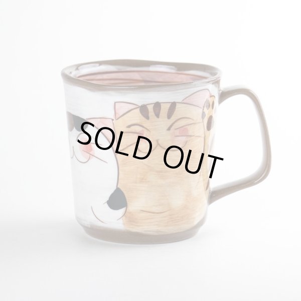 【有田焼】仲良しネコ（赤）　マグカップ