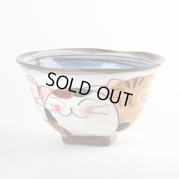 仲良しネコ（青） 茶碗