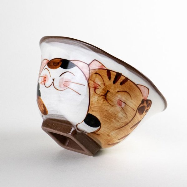 画像4: 仲良しネコ(青) 茶碗 (4)